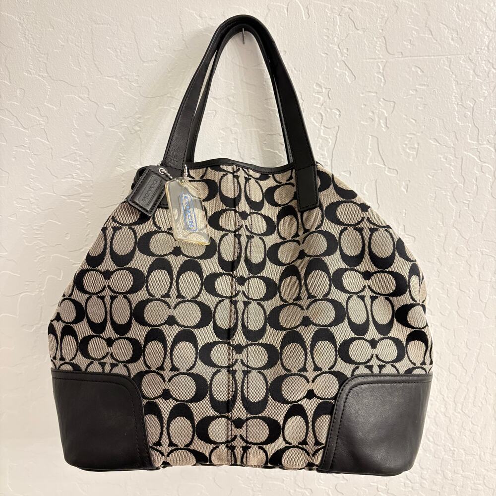 Coach Tote Bag Monogram Canvas Leather Signature C luxury casual designer